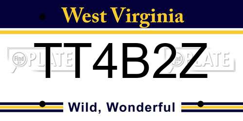 TT4B2Z West Virginia License Plate