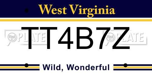 TT4B7Z West Virginia License Plate