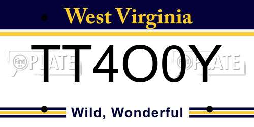 TT4O0Y West Virginia License Plate