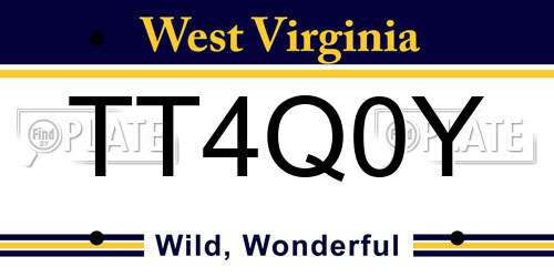 TT4Q0Y West Virginia License Plate
