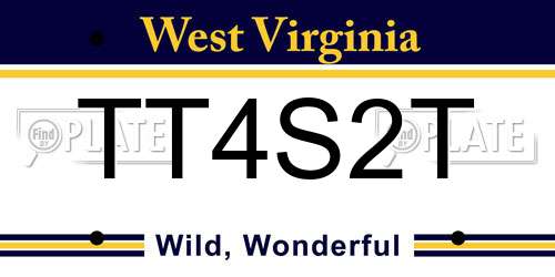 TT4S2T West Virginia License Plate