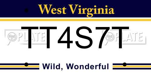 TT4S7T West Virginia License Plate