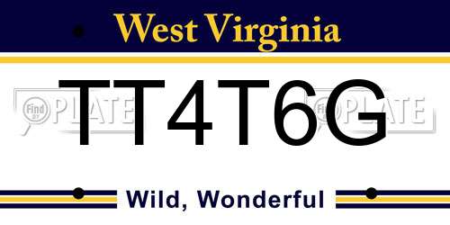 TT4T6G West Virginia License Plate