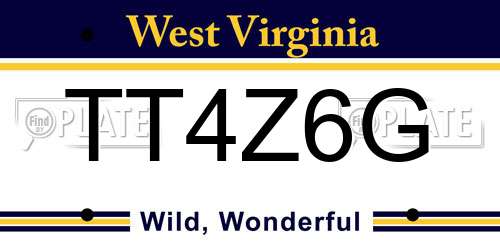 TT4Z6G West Virginia License Plate