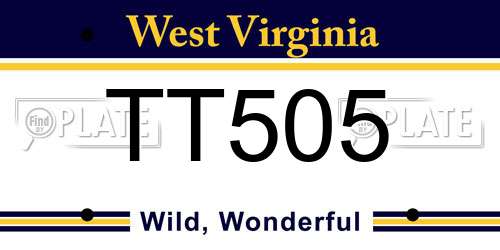 TT505 West Virginia License Plate