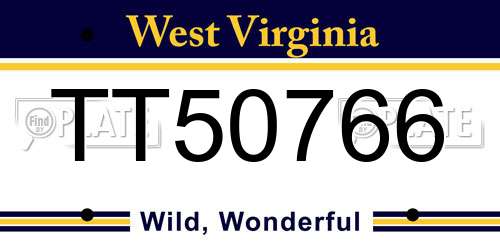 TT50766 West Virginia License Plate