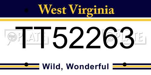 TT52263 West Virginia License Plate