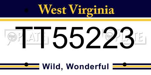TT55223 West Virginia License Plate