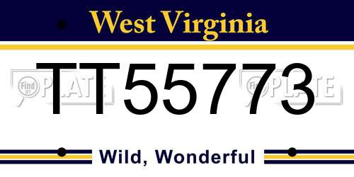 TT55773 West Virginia License Plate