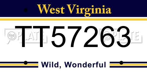 TT57263 West Virginia License Plate
