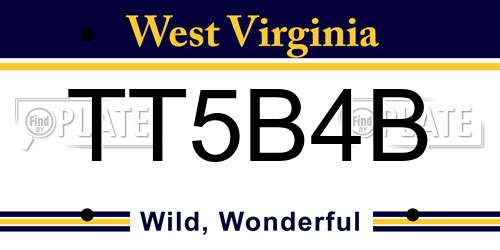 TT5B4B West Virginia License Plate