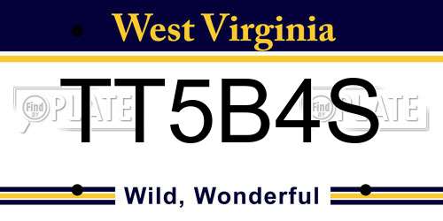 TT5B4S West Virginia License Plate