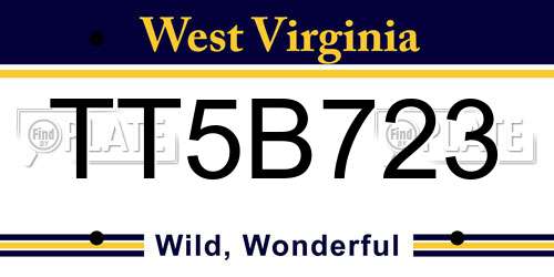 TT5B723 West Virginia License Plate