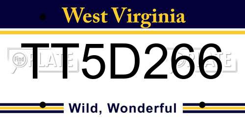 TT5D266 West Virginia License Plate