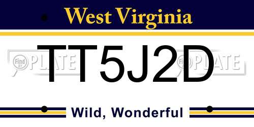 TT5J2D West Virginia License Plate