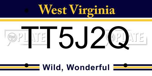 TT5J2Q West Virginia License Plate