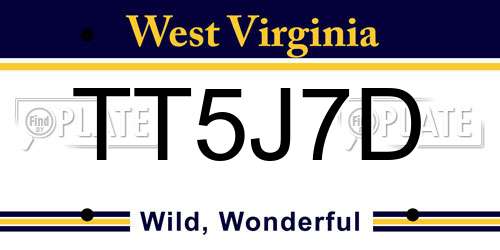 TT5J7D West Virginia License Plate