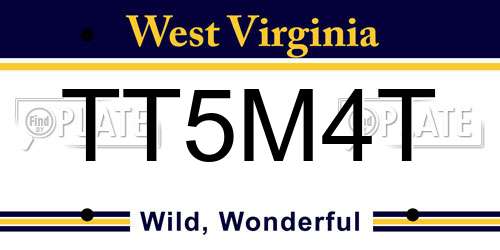 TT5M4T West Virginia License Plate