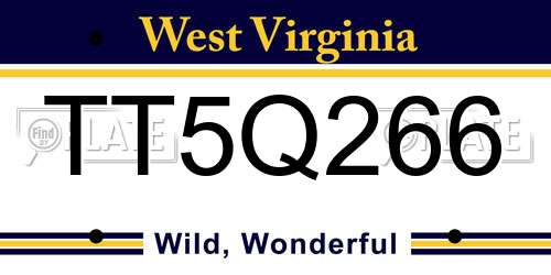 TT5Q266 West Virginia License Plate