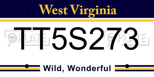 TT5S273 West Virginia License Plate