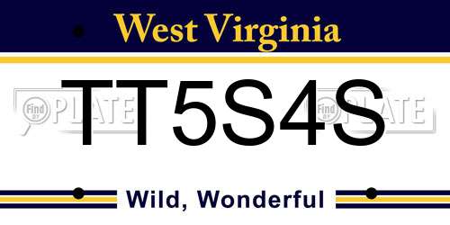 TT5S4S West Virginia License Plate