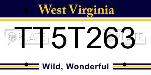 TT5T263 West Virginia License Plate