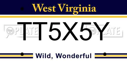 TT5X5Y West Virginia License Plate