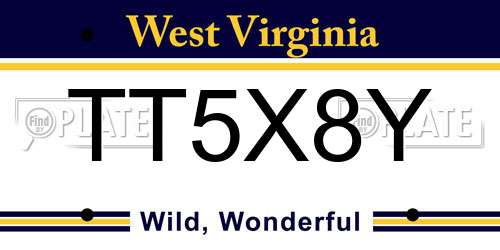 TT5X8Y West Virginia License Plate