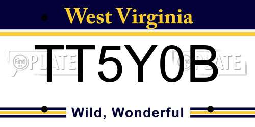 TT5Y0B West Virginia License Plate
