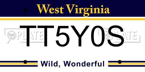 TT5Y0S West Virginia License Plate