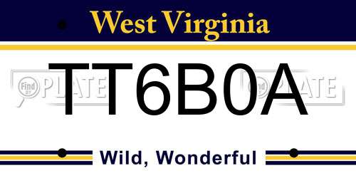 TT6B0A West Virginia License Plate