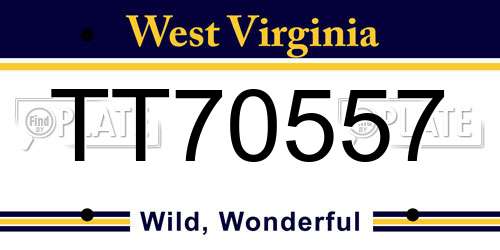 TT70557 West Virginia License Plate