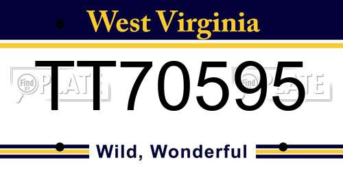 TT70595 West Virginia License Plate