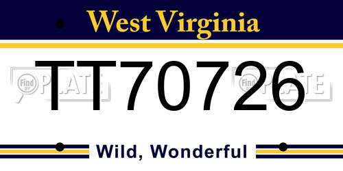TT70726 West Virginia License Plate