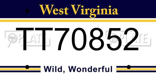 TT70852 West Virginia License Plate