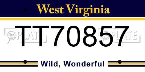 TT70857 West Virginia License Plate