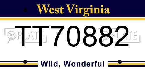 TT70882 West Virginia License Plate