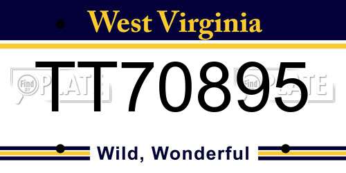 TT70895 West Virginia License Plate