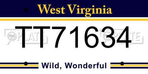 TT71634 West Virginia License Plate