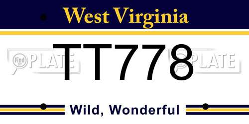 TT778 West Virginia License Plate