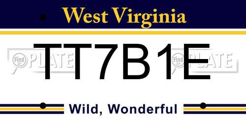 TT7B1E West Virginia License Plate