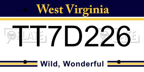 TT7D226 West Virginia License Plate