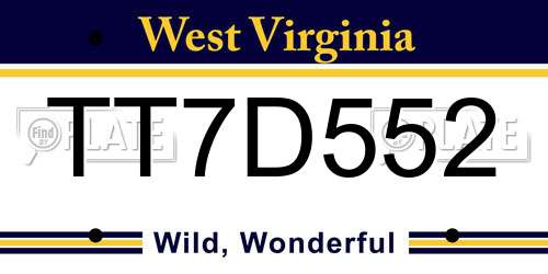 TT7D552 West Virginia License Plate