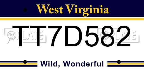 TT7D582 West Virginia License Plate