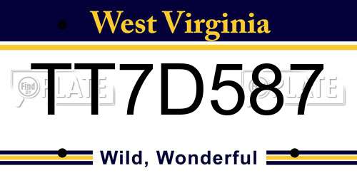 TT7D587 West Virginia License Plate