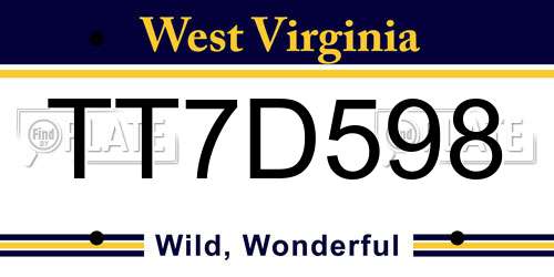 TT7D598 West Virginia License Plate