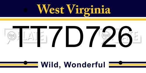 TT7D726 West Virginia License Plate