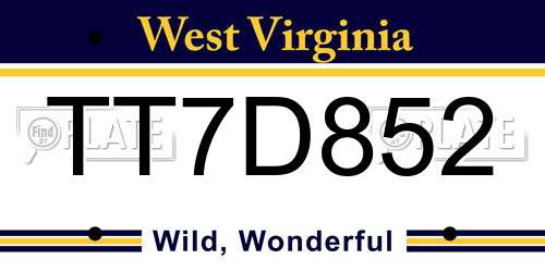 TT7D852 West Virginia License Plate