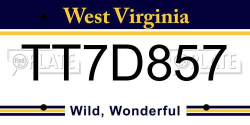 TT7D857 West Virginia License Plate