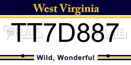 TT7D887 West Virginia License Plate